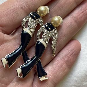 Vintage Enamel Rhinestone Figural Sailor Pearl Brooch Signed Gell